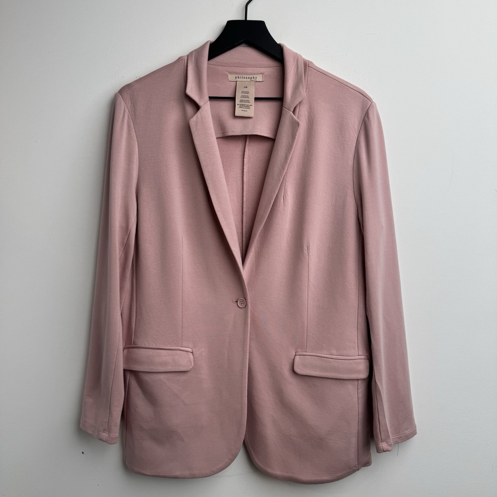 Philosophy Blazer Womens‎ L Pink Business Casual Single Button Soft Fabric Coat